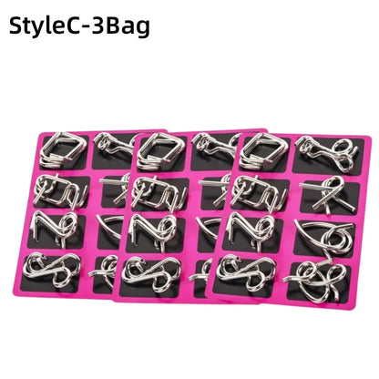 8Pcs/Set Metal Montessori Puzzle Wire IQ Mind Brain Teaser Puzzles Children Adults Interactive Game Reliever Educational Toys ALPENZO