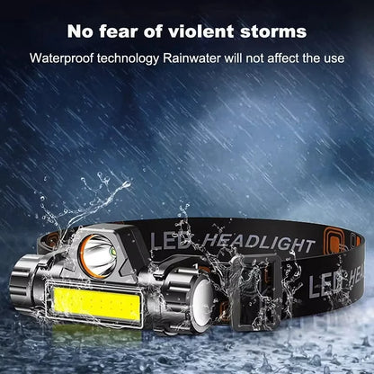 Rechargeable COB LED USB Headlamp Strong Magnetic Powerful Headlight Super Bright Waterproof Head Torch For Outdoor Fishing