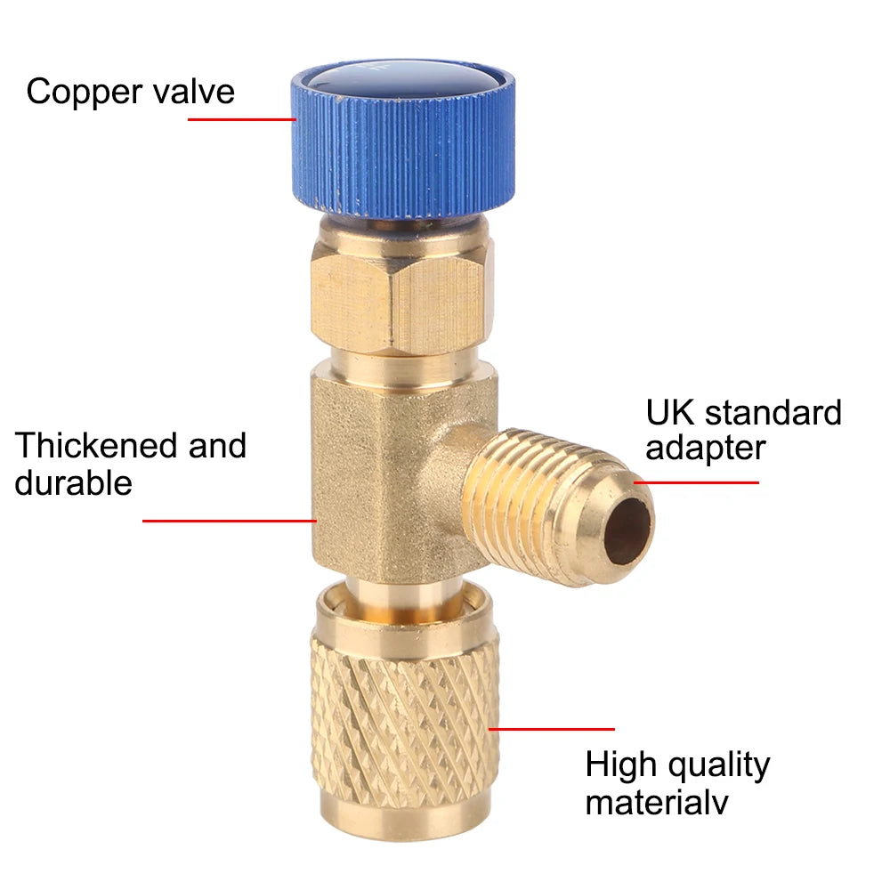 1/4 " Air Conditioning Refrigerant Valve R22 R410 AC Valve 1pc Air Conditioning Repair and Fluoride Filler Joint Safety Adapter - ALPENZO