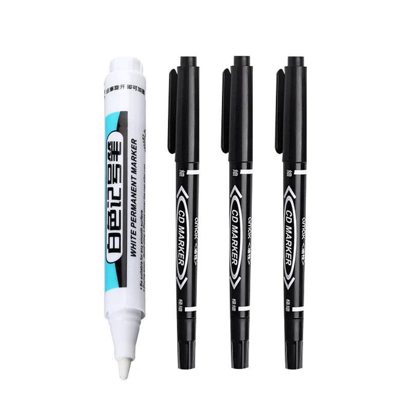 1/4Pcs White Permanent Paint Pen set for Wood Rock Plastic Leather Glass Stone Metal Canvas Ceramic Deep Hole Marker 0.7mm ALPENZO