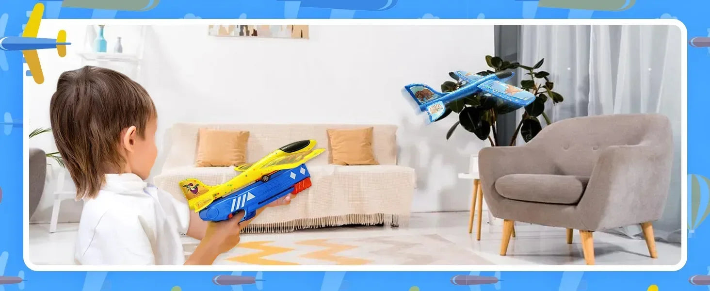 Shooting Air Airplane Launcher Bubble Catapult Plastic Airplane Toy Shooting Game Outdoor Sport Toy for Kids Plane Catapult Gun ALPENZO