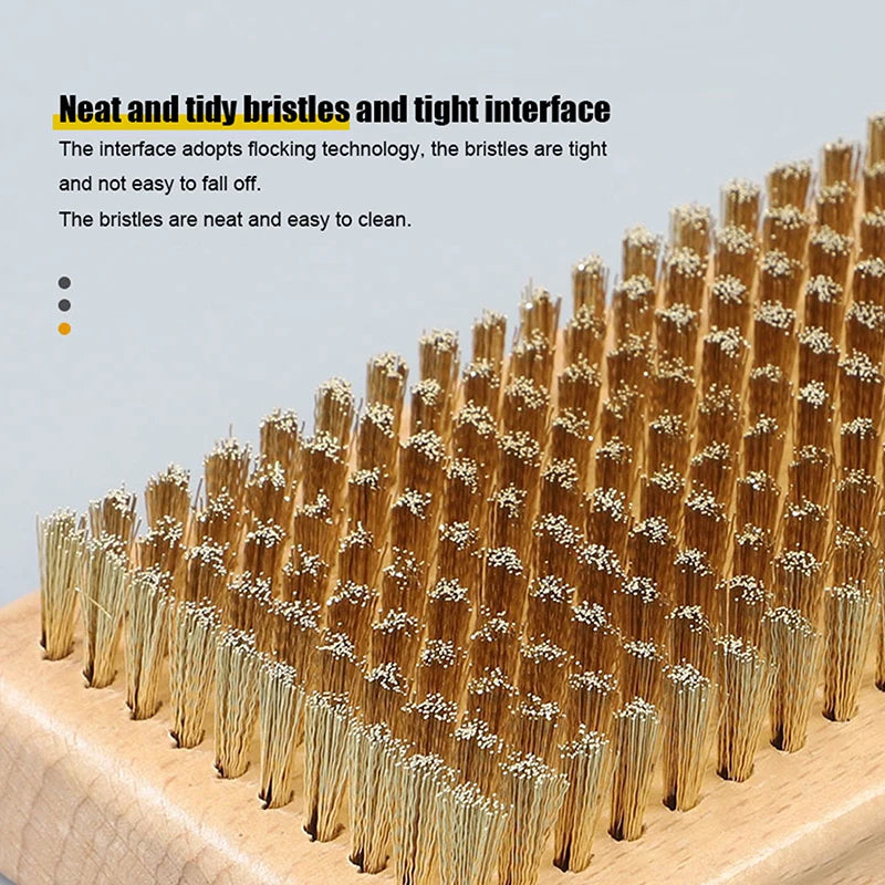 NEW 1PC Wooden Handle Brass/ Nylon/ Horsehair Ski Waxing Brush Snowboard Maintenance Tool