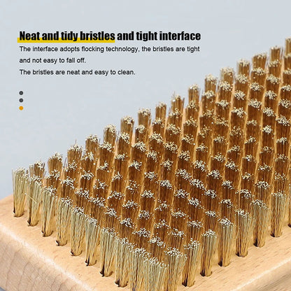 NEW 1PC Wooden Handle Brass/ Nylon/ Horsehair Ski Waxing Brush Snowboard Maintenance Tool