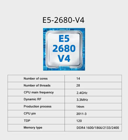 SOYO X99 Motherboard Set Kit With Intel LGA2011-3 Xeon E5 2680 V4 and DDR4 16GB (2*8GB) 2133MHz Dual Channel RAM M.2 NVME - ALPENZO