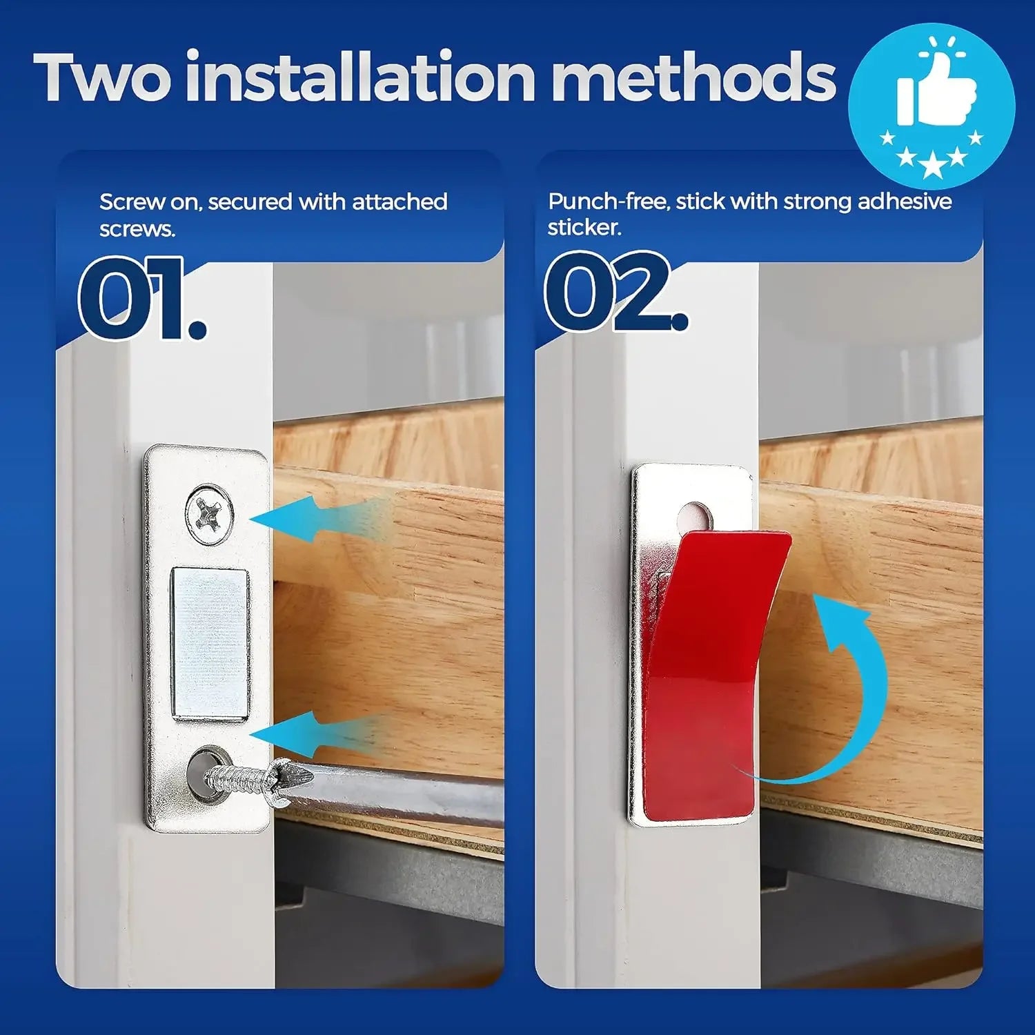 Magnetic Cabinet Catches Ultra Thin Door Strong Magnets Stopper Invisible Adhesive Drawer Magnet Lock for Kitchen Closet Closer - ALPENZO