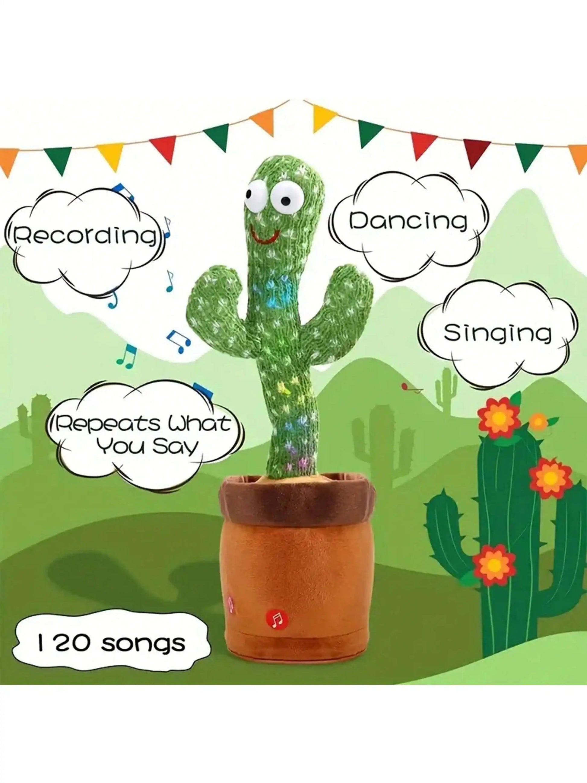 1pc-Dancing Talking Cactus Toys For Baby Boys And Girls, Singing Mimicking Recording Repeating What You Say Sunny Cactus Up Plus ALPENZO