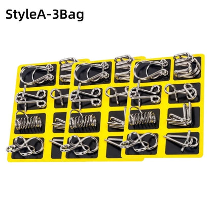 8Pcs/Set Metal Montessori Puzzle Wire IQ Mind Brain Teaser Puzzles Children Adults Interactive Game Reliever Educational Toys ALPENZO