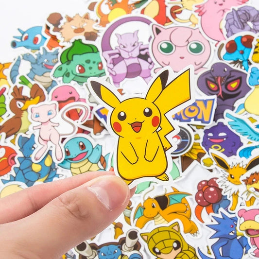 50/100Pcs Kawaii Pikachu Pokemon Stickers Motorcycle Phone Car Skateboard Laptop Decal Sticker Waterproof Classic Kid Toy ALPENZO