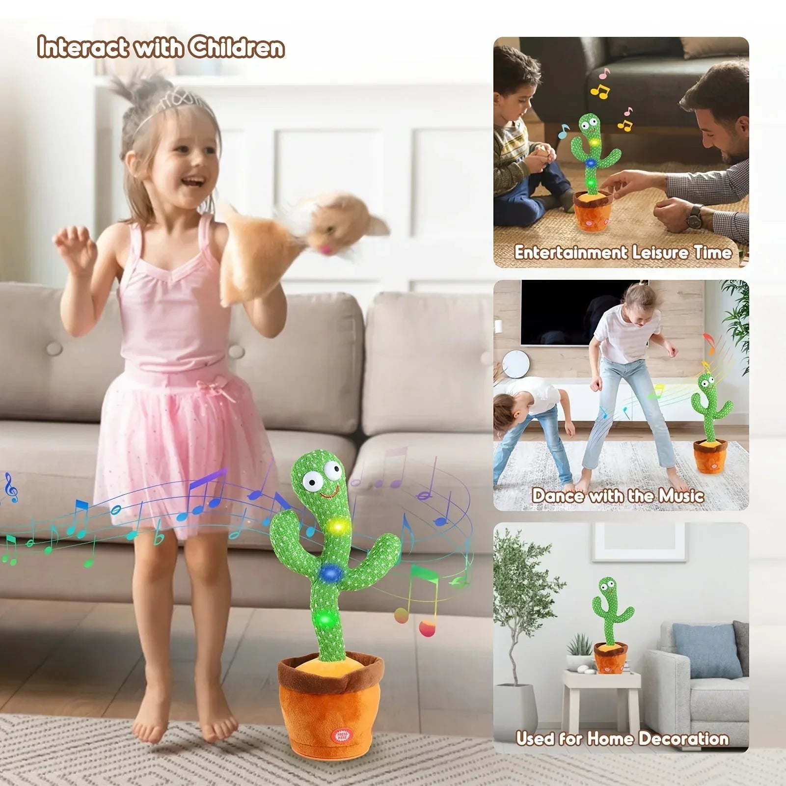 1pc Electronic Plush Toy Home Decoration for Children Xmas Gifts Dancing Talking Cactus Toys for Baby Boys and Girls ALPENZO