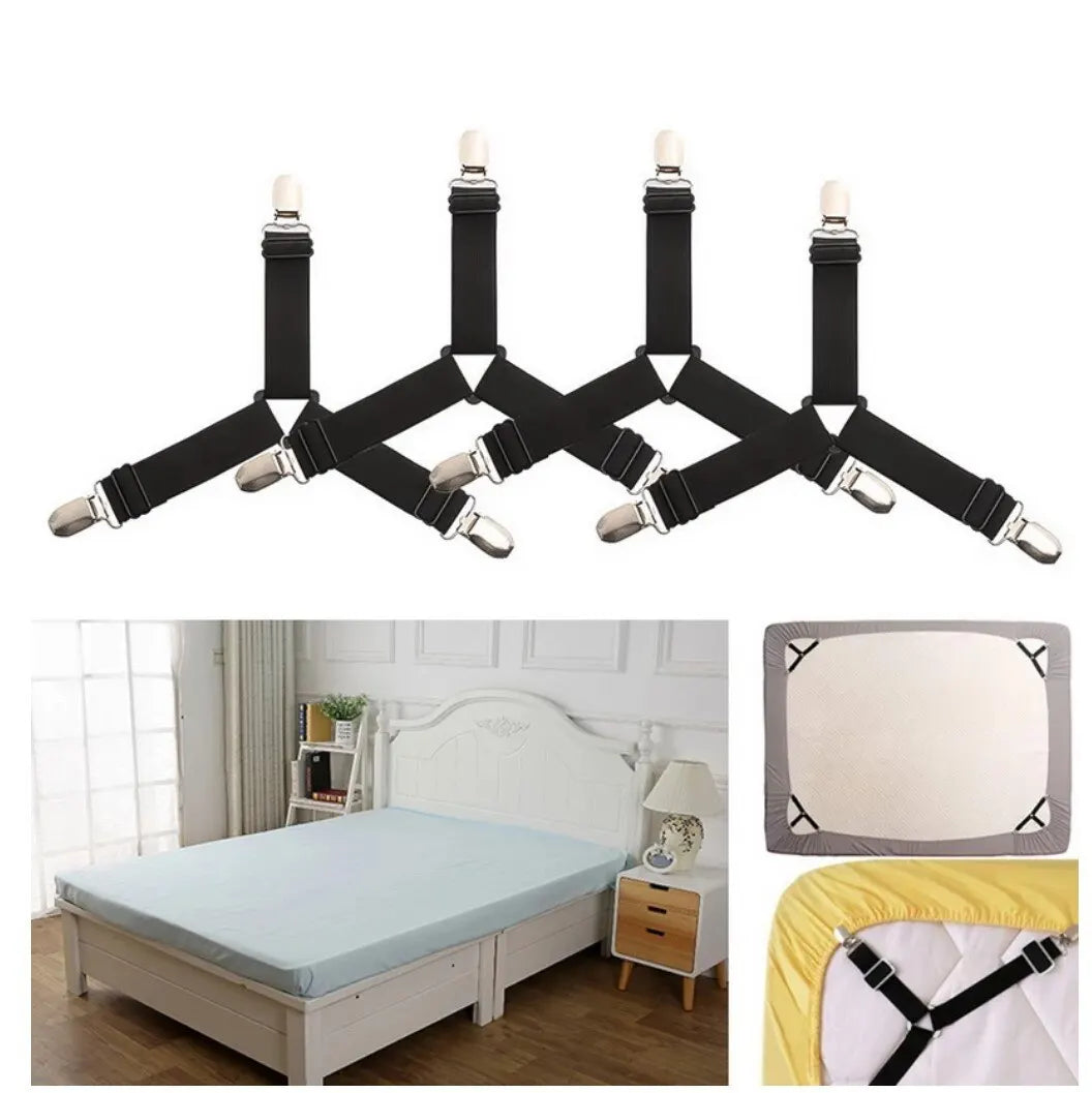 4Pcs/lot Bed Sheet Fasteners Holder Gadgets for Bed Sheet Organizer Mattress Cover Clip For Home Elastic Straps Adjustable Clips - ALPENZO