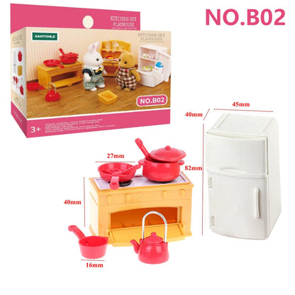Forest Animal Family Dollhouse Furniture 1/12 Miniature Toys Girl Dolls Accessories Bedroom Bathroom Dollhouse Kit For Dolls ALPENZO