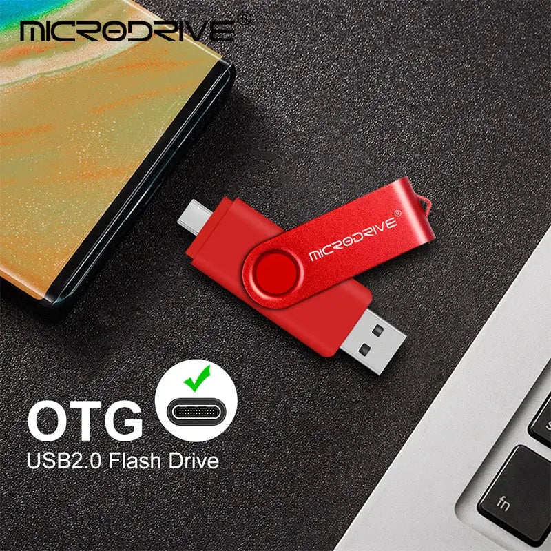 Metal USB Flash Drive 128GB 64GB 32GB High Speed 16GB 8GB Pen Drive Smart Phone  OTG  2 IN 1 Memoria Usb Stick Type C Usb 2.0 - ALPENZO
