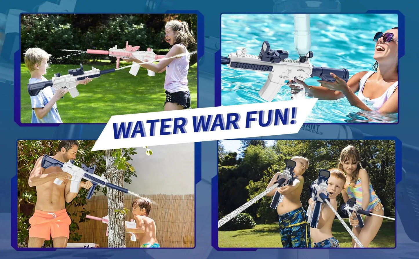 Unilabo M416 Electric Water Gun - Battery Powered With External Water Bottle Attachment - Perfect For Kids & Adults Outdoor Fun ALPENZO