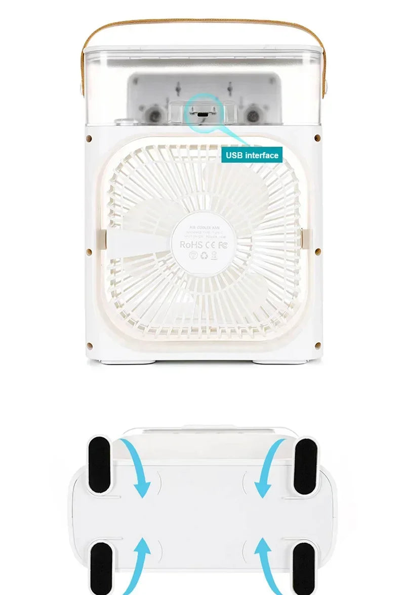 3 In 1 Fan AIr Conditioner Household Small Air Cooler LED Night Light Portable Air Adjustment Fan Office Home Fan New ALPENZO