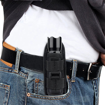 Tactical Flashlight Pouch Belt Torch Bag Durable Hunting Lighting Accessory Survival Kits 360 Degree Holster Rotary Torch Case