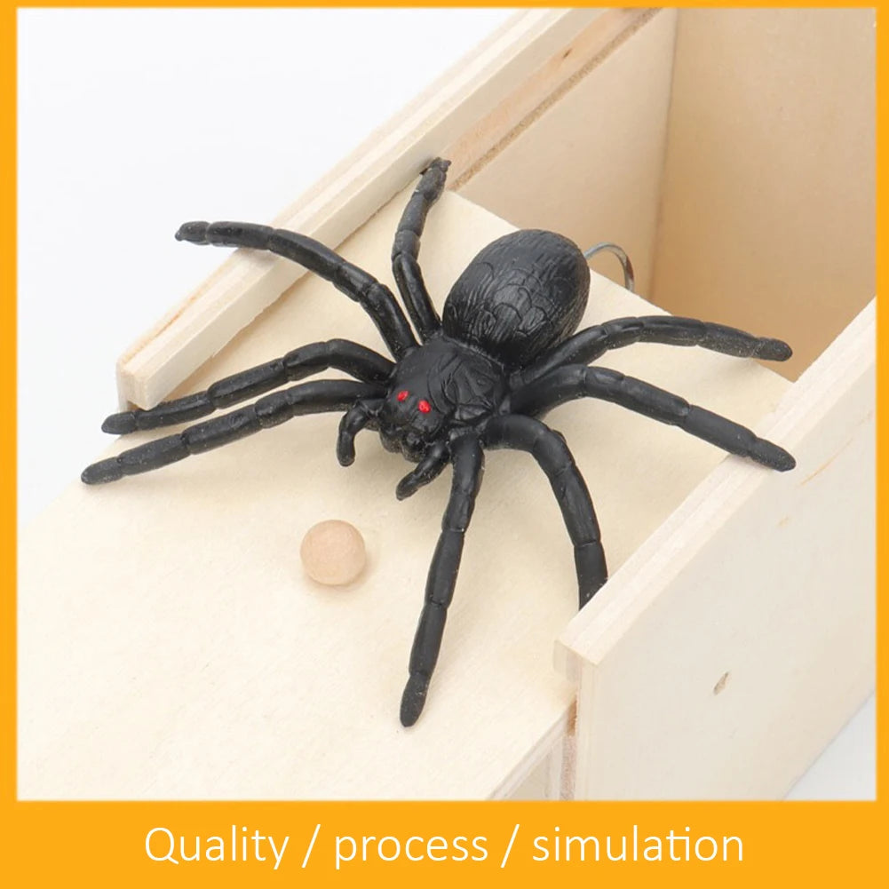 Trick Spider Funny Scare Box Wooden Hidden Box Quality Prank Wooden Scare Box Fun Game Prank Trick Friend Office Toys ALPENZO