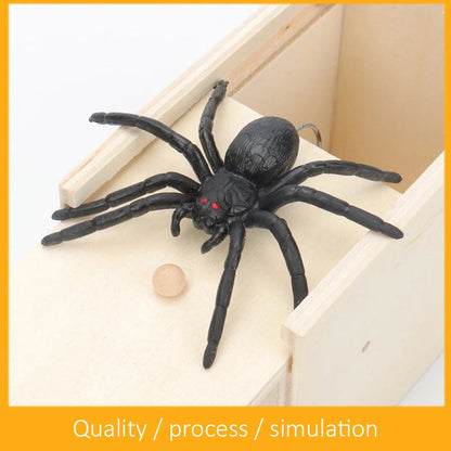 Trick Spider Funny Scare Box Wooden Hidden Box Quality Prank Wooden Scare Box Fun Game Prank Trick Friend Office Toys ALPENZO