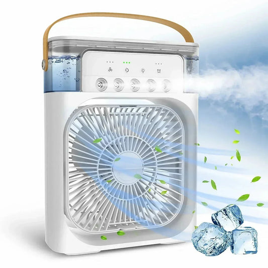 Portable Humidifier Fan Air Conditioners USB Electric Fan LED Night Light Water Mist Fun 3 In 1 Air Cooler Humidifie For Home - ALPENZO