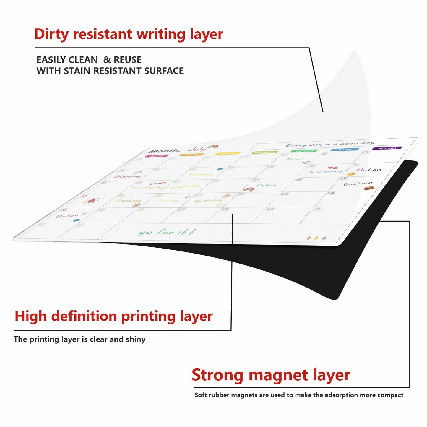 Magnetic Calendar For Fridge Monthly Weekly Planner Calendar Table Dry Erase Whiteboard With Pen Fridge Sticker Message Board ALPENZO