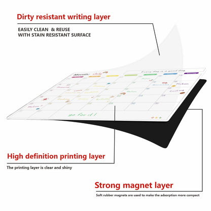 Magnetic Calendar For Fridge Monthly Weekly Planner Calendar Table Dry Erase Whiteboard With Pen Fridge Sticker Message Board ALPENZO