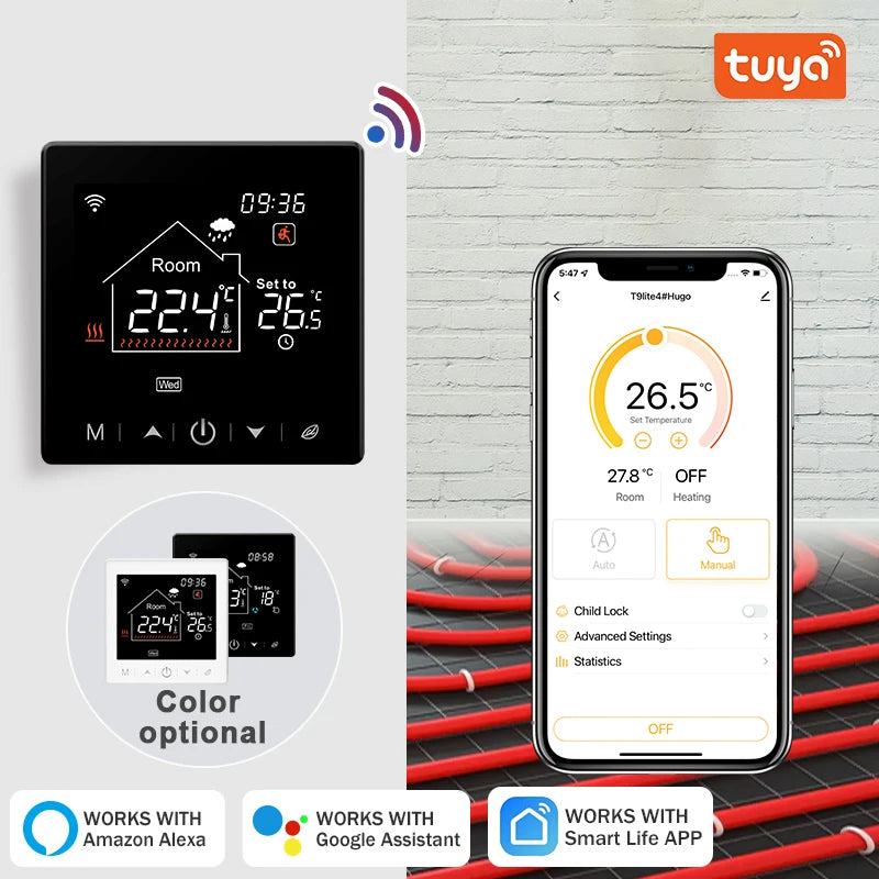 Tuya Smart Home Wifi Room Thermostat For Underfloor Heating Smart Thermostat for Gas Boiler 220V Temperature Controller Alexa - ALPENZO