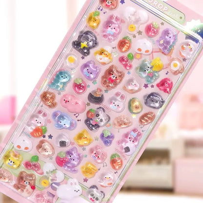 1 pc 3D Relief Stickers Scrapbooking Creative Candy Ghost Rabbit Drop Diy Diary Stationery Sticker Decor Cute Aesthetic Stickers ALPENZO