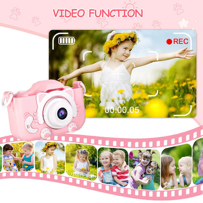 Kdis Camera Toys 1080P HD 2inch Screen Cat Mini Digital Camera for Girls Boys Children Chirtmas Birthday Gift Toys ALPENZO