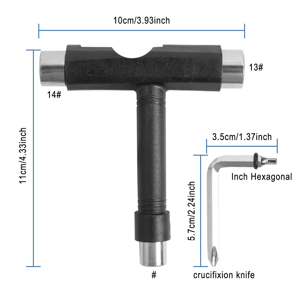 T Shape Wrench Skateboard Professional T Type Allen Key Black Longboard Skateboard Tools Board Roller Skate Wrench Tools Parts