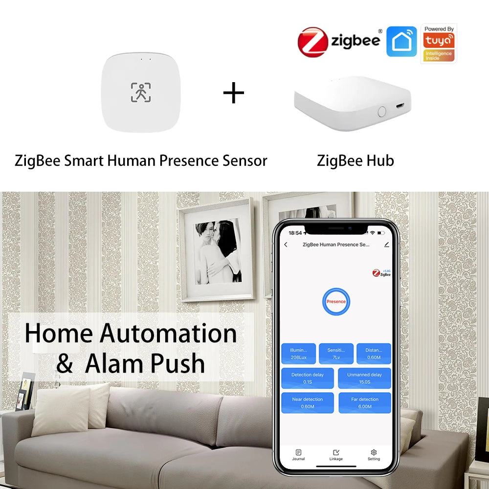 ZigBee Wifi MmWave Human Presence Motion Sensor With Luminance/Distance Detection 5/110/220V Tuya Smart Life Home Automation - ALPENZO