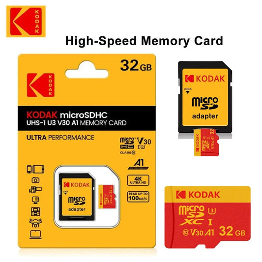 KODAK MicroSD Card Red Memory Card Class10 32GB 64GB 128GB 256GB U3 4K High Speed Flash Memory TF Flash Cards for Phone - ALPENZO