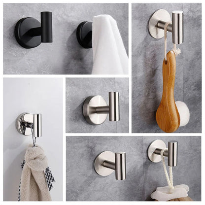 Stainless Steel Robe Hook Adhesive Wall Hook Towel Hook for Bathroom Kitchen Garage Heavy Duty Wall Mounted Kitchen Hardware - ALPENZO