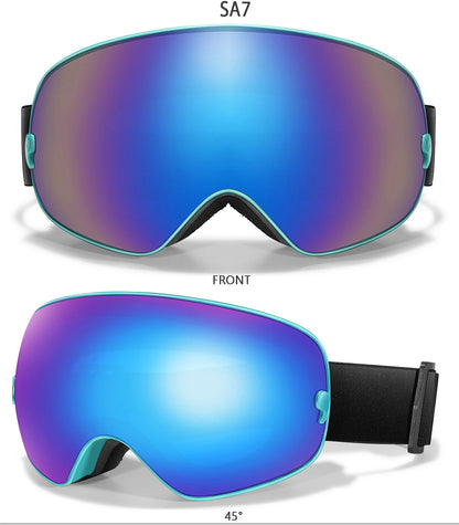 Ourdoor Sports Teen Men Women Ski Goggles-Anti-fog UV400 Eyewear, Christmas and New Year Gift, Free Black Lens and Optical Frame