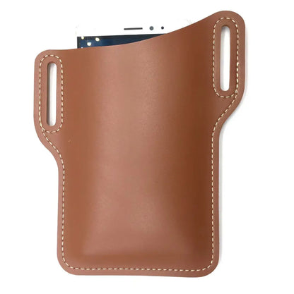Outdoor storage Retro Horse Leather Phone Waist Bag Wearing Belt Men's Hanging Waist Bag Camping Sports Work Phone Bag