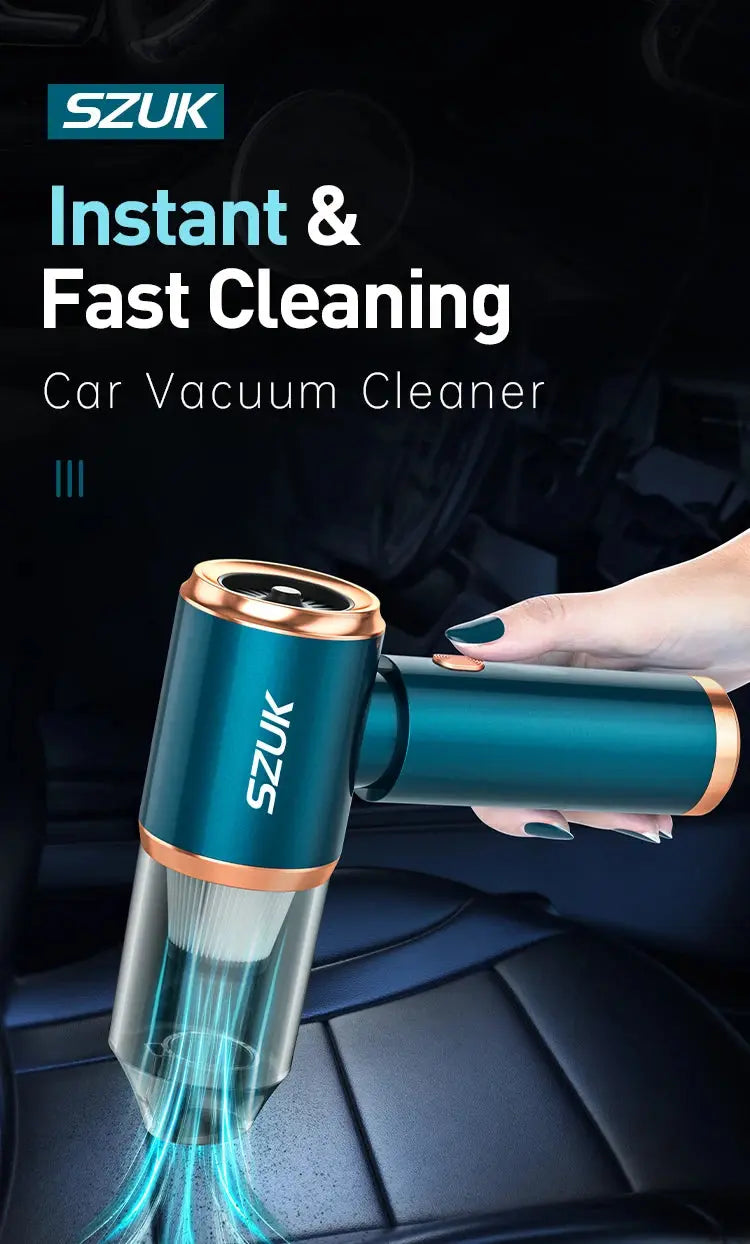 SZUK Mini Car Vacuum Cleaner Wireless Powerful Portable Cleaning Machine Handheld for Car Blow 2 In 1 Home Appliances - ALPENZO