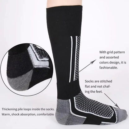DIZETION 1 Pair Winter Warm Thickening Ski Stockings Hiking Socks For Women Men Children Outdoor Anti-Cold High Sports Stockings