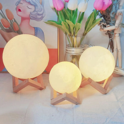 8 cm DIY Planet Lamp Moon Galaxy Night Light Art Painting Graffiti Birthday Gift Bedroom Living Room Decoration (With Stand) - ALPENZO