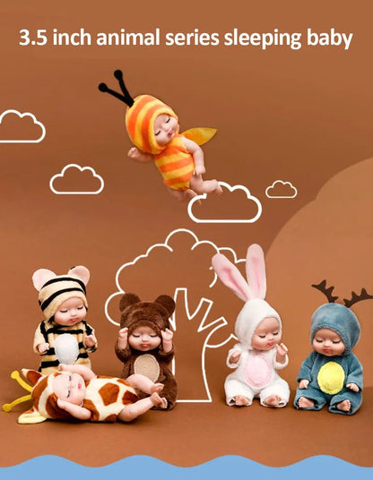 2Pcs Simulation Princess Dolls Toy Mini Cute Sleeping Baby Series Doll Cartoon Animal Toy For Kids Kawaii Dolls Girl's Gift ALPENZO