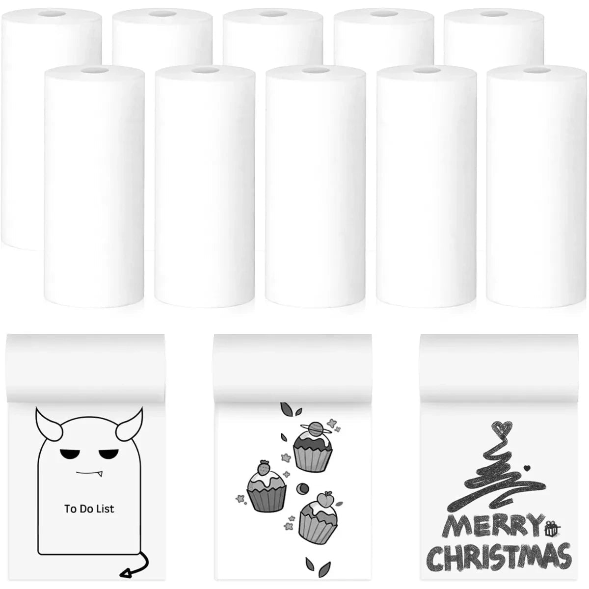 Thermal Printer Paper Rolls for Mini 10 Rolls 2.2in x 19ft  Pocket Printer White Colors Sticky Receipt Paper Rolls POS Papers ALPENZO