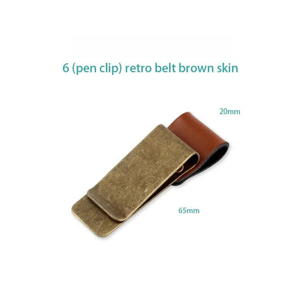 Vintage Brass Notebook Metal Pen Clips PU Leather Pen Holder Loose Leaf Dairy Memo Clip Bookmarks Journal Planner Pencil Holder ALPENZO
