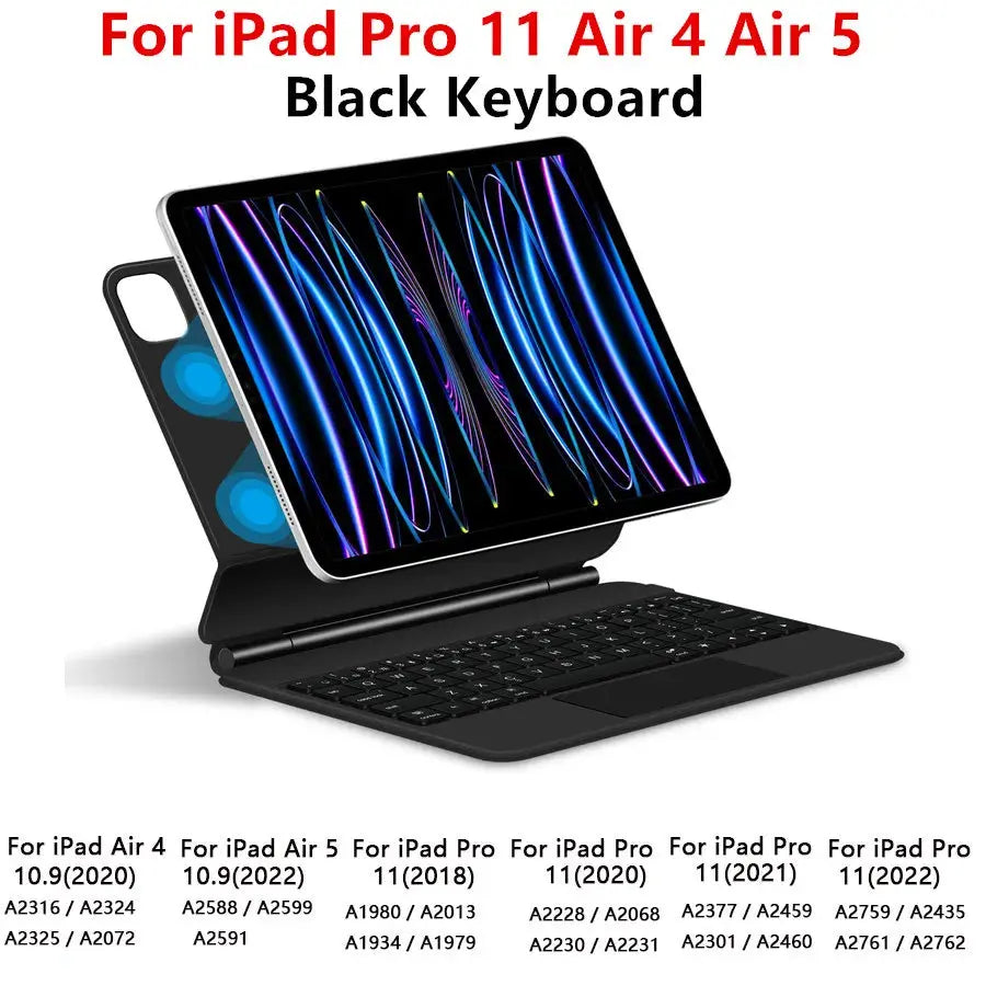 Magic Keyboard for iPad Pro 11 12.9 Air 4 Air 5 for iPad 10th Generation Pro 12.9 6th 5th 4th 3rd Gen Smart Cover Magnetic Case - ALPENZO