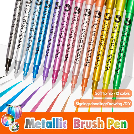 12 Colors Metallic Waterproof Permanent Marker Pens for DIY Epoxy Resin Mold Drawing Supplies Craft Graffiti Marker Pen ALPENZO
