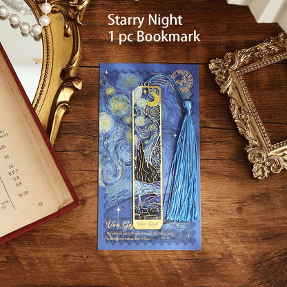 1 pc Retro Floral Painting Metal Bookmark Hollow Bronzing Bookmark With Tassel For Book Club Reader Writers Book Lovers Students ALPENZO