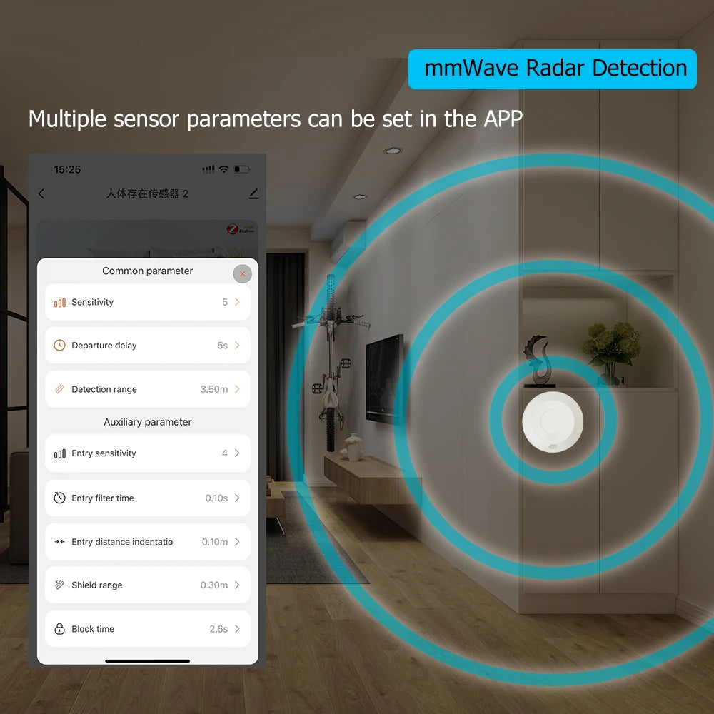 ZigBee 24G MmWave Radar Human Body Presence Motion Sensor For Light Switch Luminosity Detection 110/220V Tuya Smart Life Home - ALPENZO