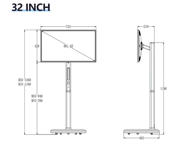 TouchWo Standby me 27 32 inch Moving Smart portable Television Monitor Touch Screen Rolling Rechargeable Tv Stand On Wheels - ALPENZO