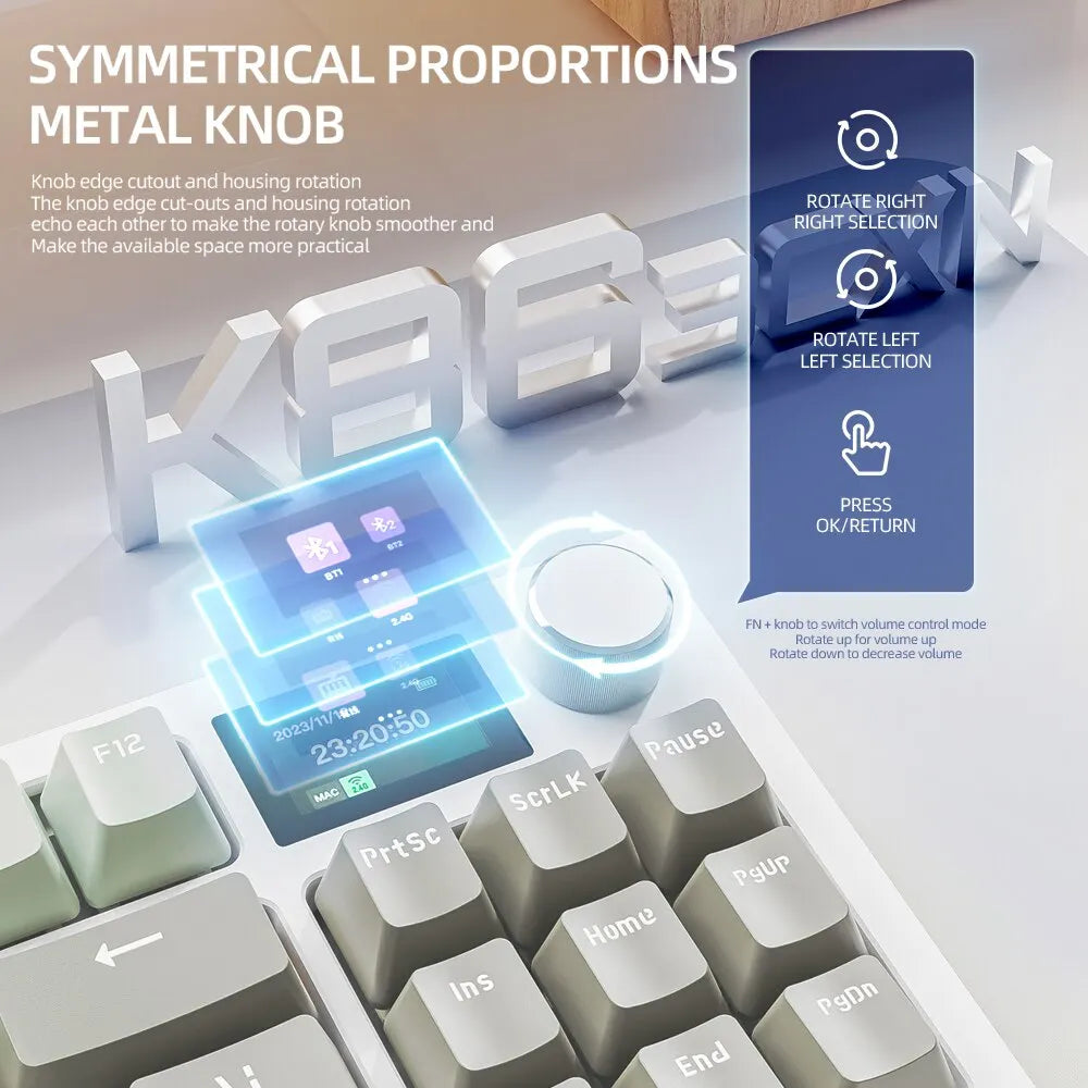 K86 Wireless Hot-Swappable Mechanical Keyboard Bluetooth/2.4g With Display Screen and Volume Rotary Button for Games and Work - ALPENZO