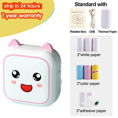 KGG Mini Portable Thermal Printer Paper Photo Pocket Thermal Printer Printing Wireless BT Connect Printers 200dpi Photo Lable - ALPENZO