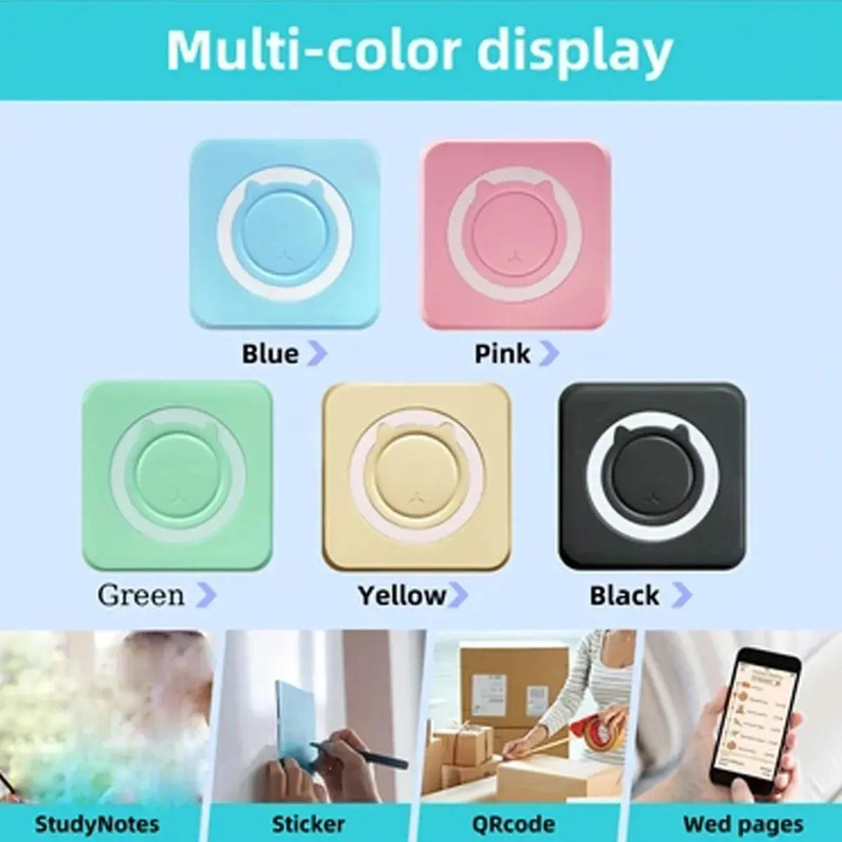 Portable Mini Thermal Printer Wirelessly BT 203dpi Photo Label Memo Wrong Question Printing With USB Cable Imprimante Portable - ALPENZO