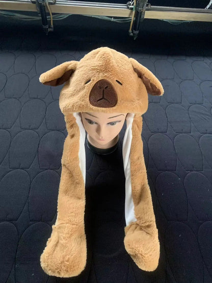 Cartoon Bunny Ear Move Hat Jumping up Toys Rabbit Girls Animal Plush Costume Cosplay Cap Kids Party for Adult Funny Anime Hat ALPENZO