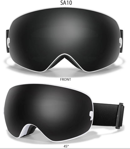 Ourdoor Sports Teen Men Women Ski Goggles-Anti-fog UV400 Eyewear, Christmas and New Year Gift, Free Black Lens and Optical Frame