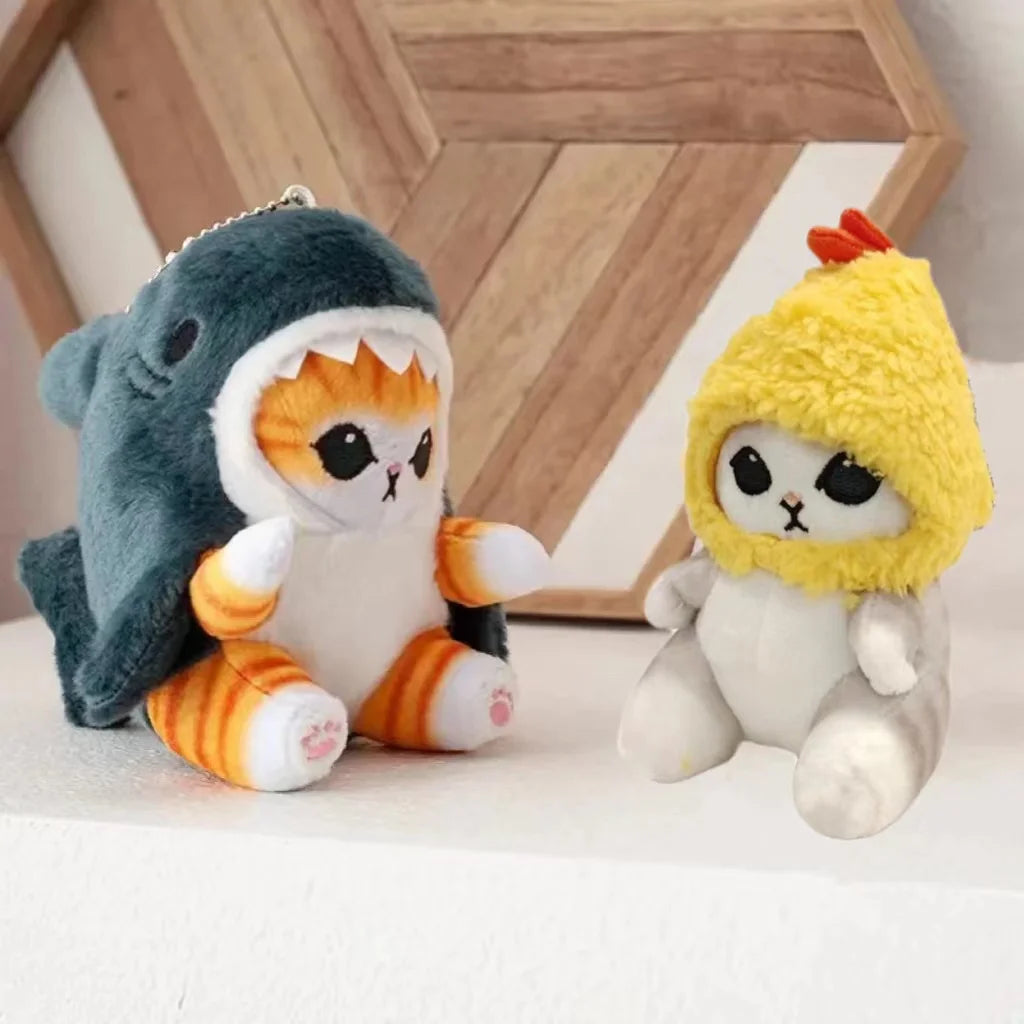 Hot Cute Shark Cat Fried Shrimp Cat Plush Doll Pendant Doll Beautiful Room Car Bag Decoration Pendant Opening Holiday Gift 12cm ALPENZO